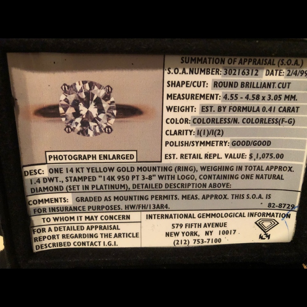 AUTHENTIC 14KT Yellow gold engagement ring